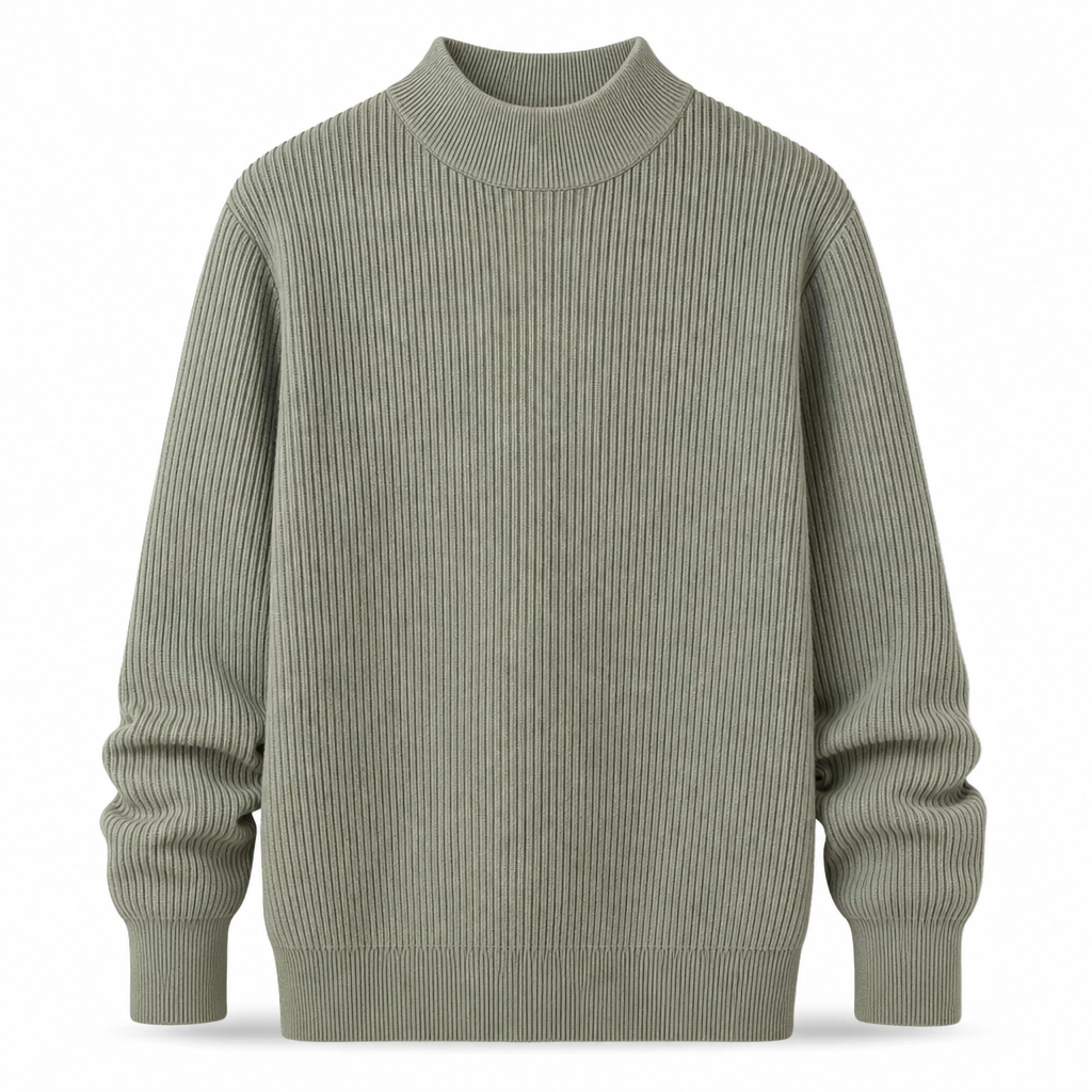 Men's Mock Neck Solid Color Knit Sweater
