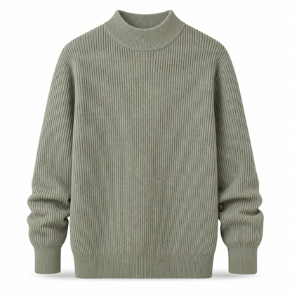 Men's Mock Neck Solid Color Knit Sweater