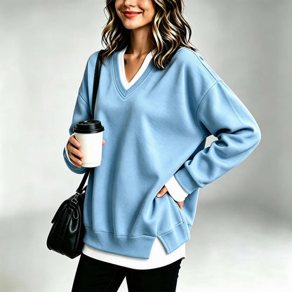 Women's Layered-Look V-Neck Sweatshirt