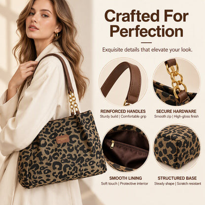 Retro Leopard Print Tote Bag for Women