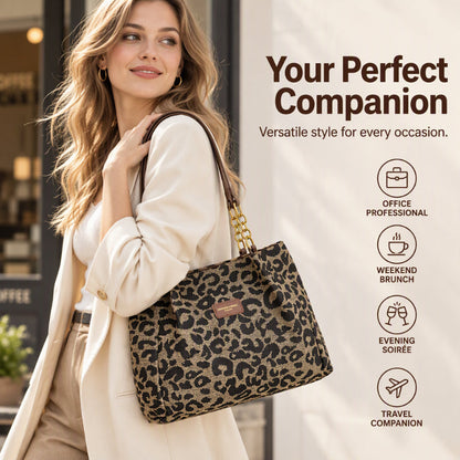 Retro Leopard Print Tote Bag for Women