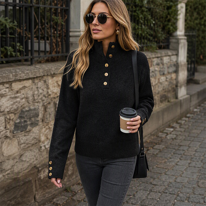Women's Casual Stand Collar Knit Sweater
