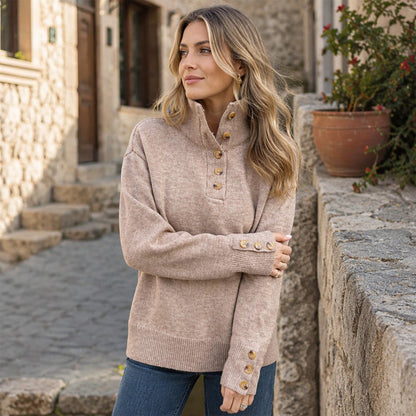 Women's Casual Stand Collar Knit Sweater