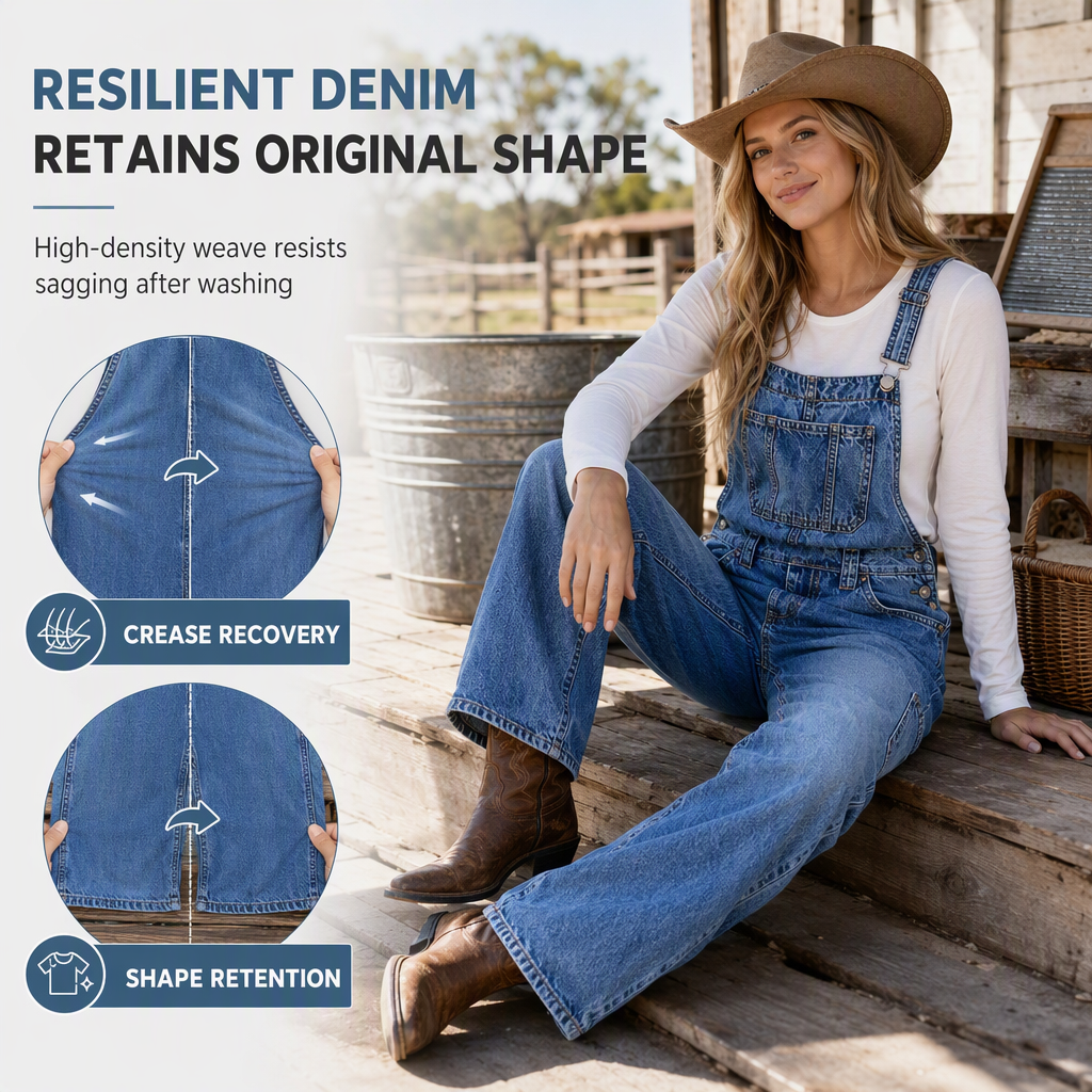 👖 Move-With-You Stretch, Custom Fit | Women's Stretchy Denim Overalls Wide Leg Jumpsuit with Adjustable Straps
