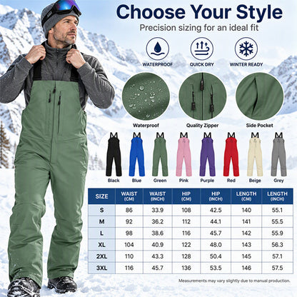 ❄️ Stay Dry, Full-Coverage Snow Protection | Unisex Waterproof Ski Bib Pants