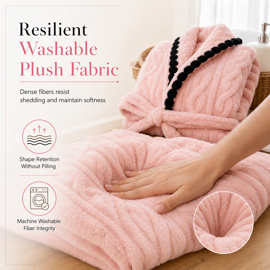 Thick Long Sleeve Knit Plush Bathrobe