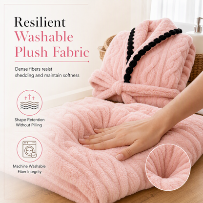 Thick Long Sleeve Knit Plush Bathrobe