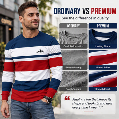 👕 Timeless Pattern, Easy Everyday Comfort | Men's Striped Crewneck Long Sleeve Top