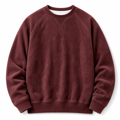 Men's Corduroy Crewneck Long Sleeve Pullover Sweatshirt
