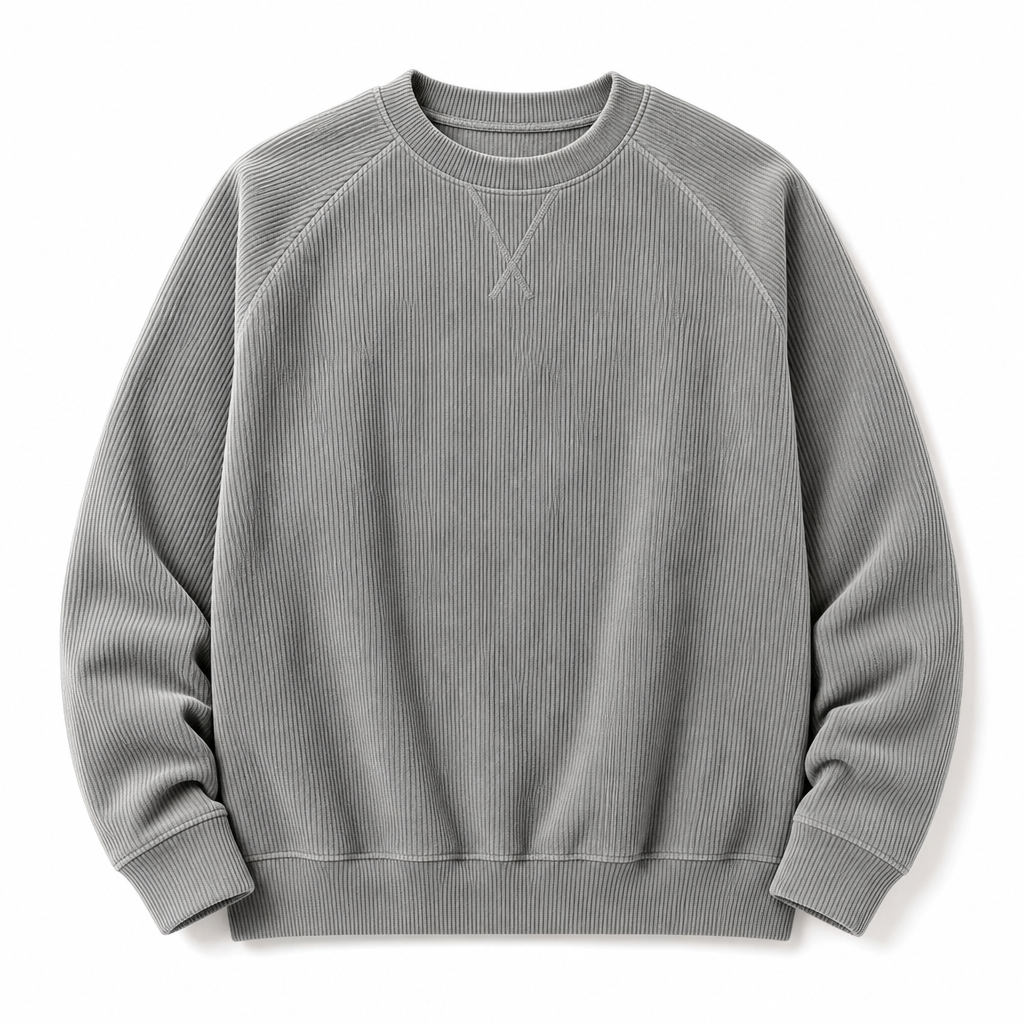 Men's Corduroy Crewneck Long Sleeve Pullover Sweatshirt