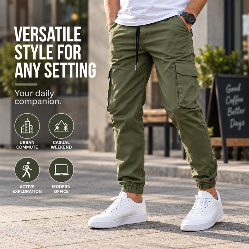 Men's Casual Outdoor Cargo Pants with Drawstring