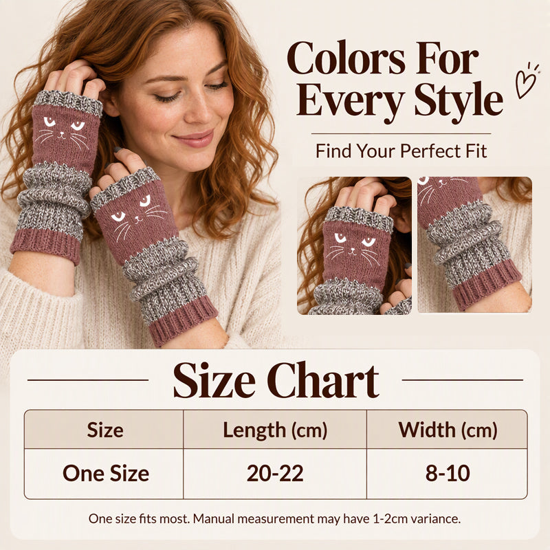❄️Black Friday Sale 50% OFF!!🐱Winter Warm Half Finger Knitted Gloves