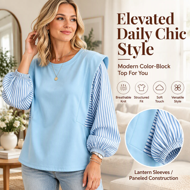 Women's Casual Patchwork Long Sleeve Top