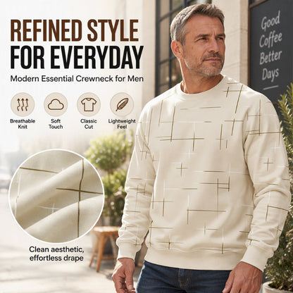 Men's Casual Crewneck Line Print Sweatshirt