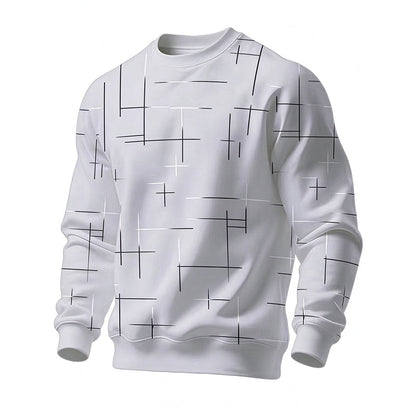 Men's Casual Crewneck Line Print Sweatshirt