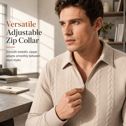 🧶 Refined Woven Texture, Easy Layered Comfort | Men's Casual Jacquard Knit Pullover