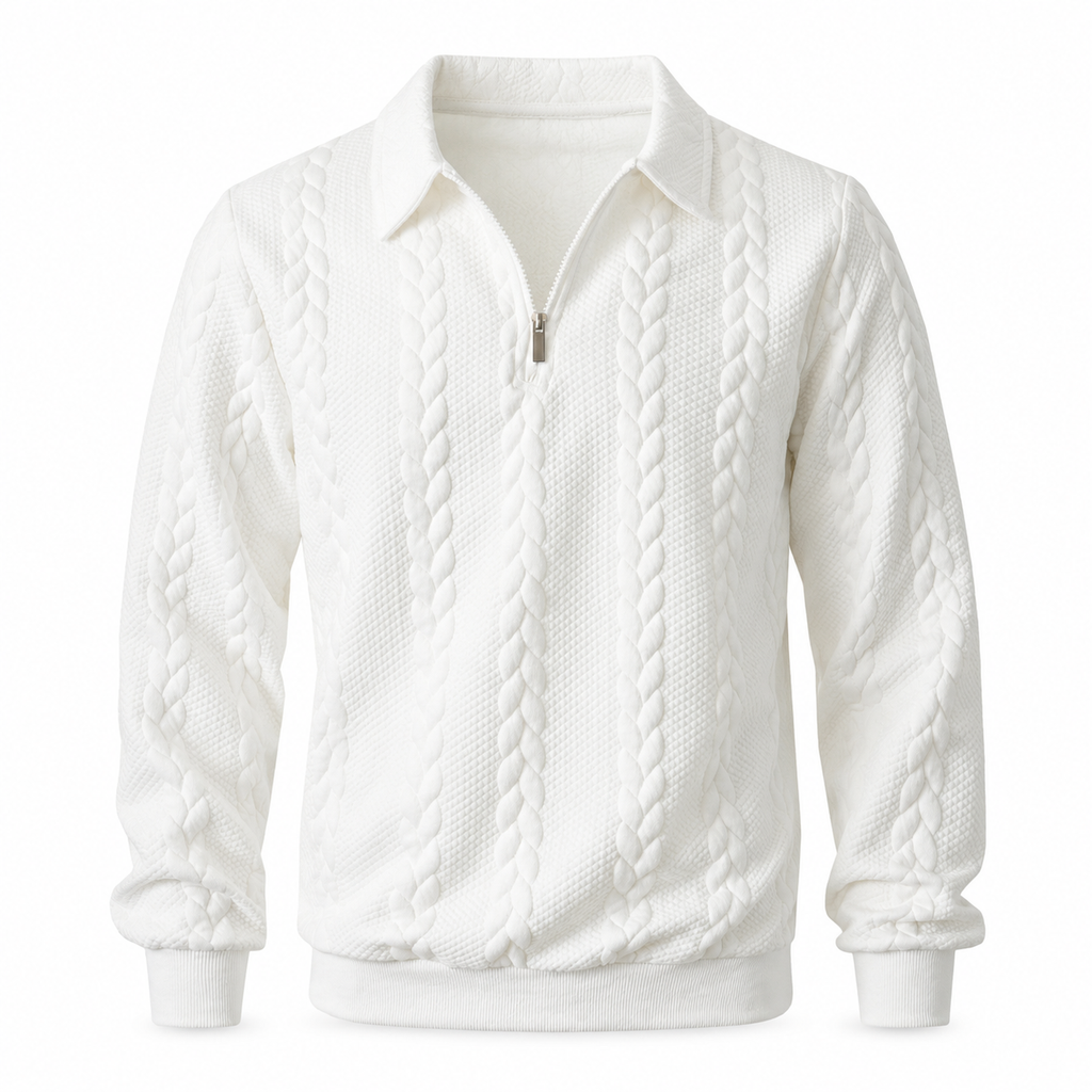 🧶 Refined Woven Texture, Easy Layered Comfort | Men's Casual Jacquard Knit Pullover