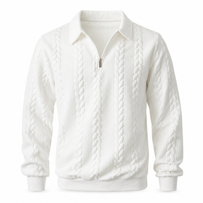 🧶 Refined Woven Texture, Easy Layered Comfort | Men's Casual Jacquard Knit Pullover