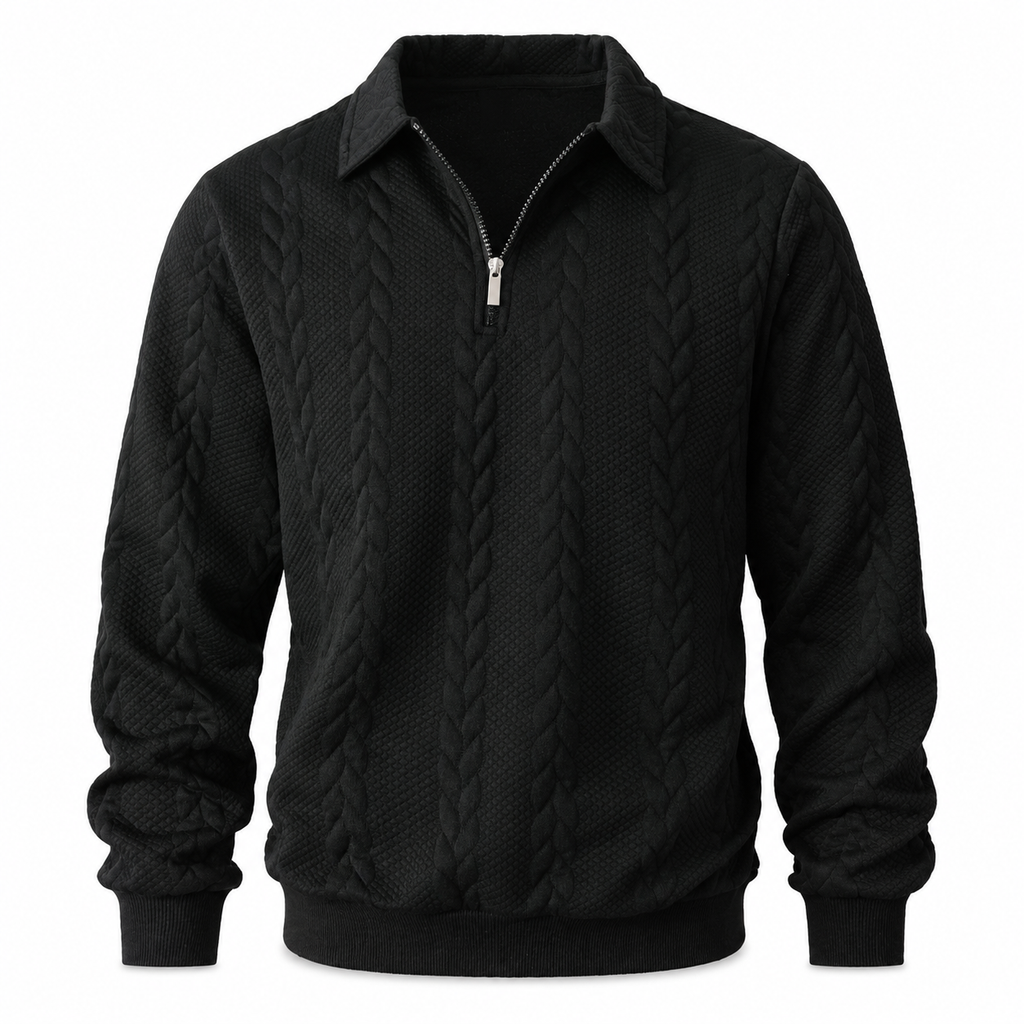 🧶 Refined Woven Texture, Easy Layered Comfort | Men's Casual Jacquard Knit Pullover
