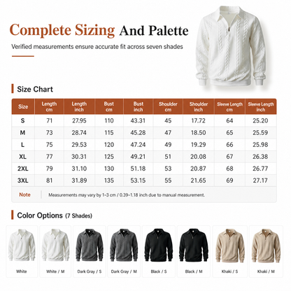 🧶 Refined Woven Texture, Easy Layered Comfort | Men's Casual Jacquard Knit Pullover