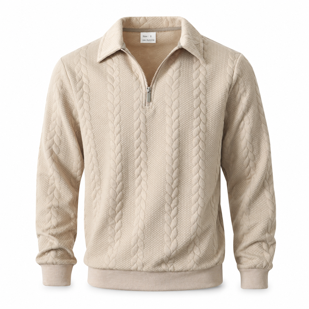 🧶 Refined Woven Texture, Easy Layered Comfort | Men's Casual Jacquard Knit Pullover