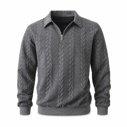 🧶 Refined Woven Texture, Easy Layered Comfort | Men's Casual Jacquard Knit Pullover