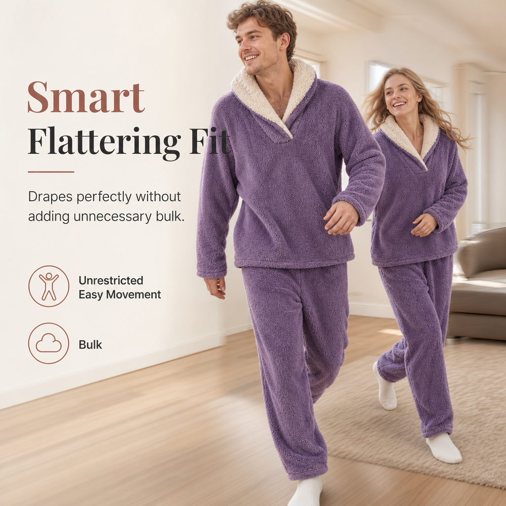 ✨ Men & Women's Sherpa Pajama Set: Thick, Double-Sided Plush & Cloud Soft ☁️