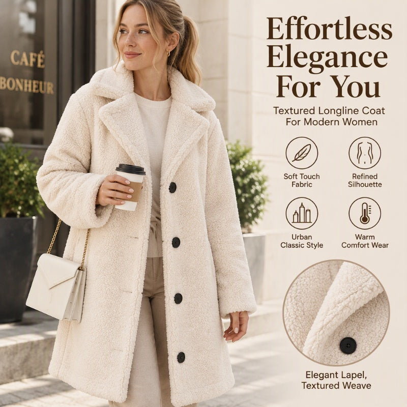Women's Warm Plush Button-Down Lapel Coat