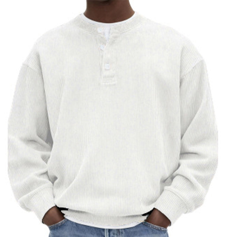 Men's Casual Corduroy Long Sleeve Henley Top