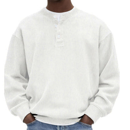 Men's Casual Corduroy Long Sleeve Henley Top