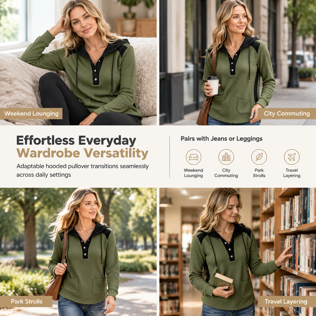 Women's Casual Knit V-Neck Sweatshirt