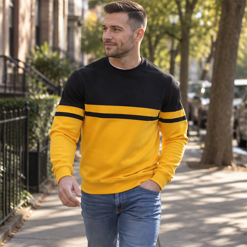 Men's Casual Crewneck Color-Block Sweatshirt
