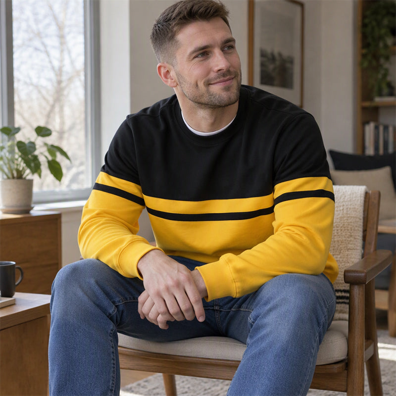 Men's Casual Crewneck Color-Block Sweatshirt
