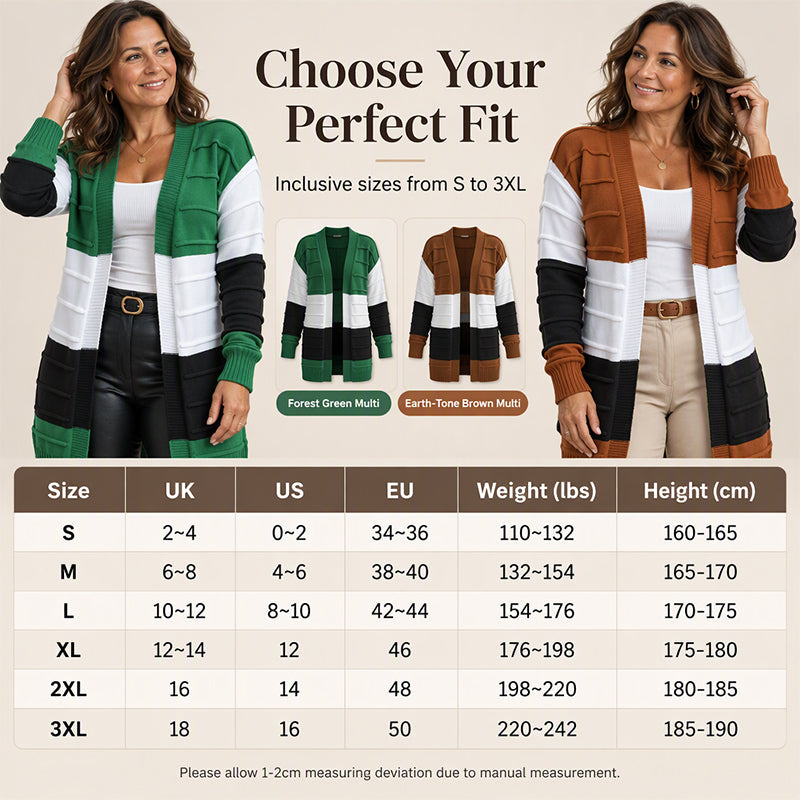 Women's Color-Block Open Front Knit Cardigan Sweater