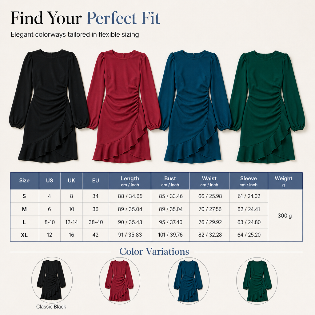 Women's Solid Color Puff Sleeve Bodycon Dress