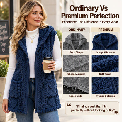 Women's Cozy Double-Sided Fuzzy Hooded Vest