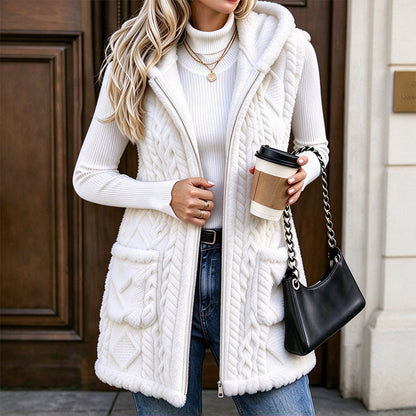 Women's Cozy Double-Sided Fuzzy Hooded Vest