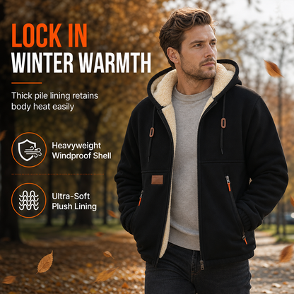 Men's Casual Thick Hooded Zip-Up Sweatshirt