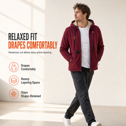 Men's Casual Thick Hooded Zip-Up Sweatshirt