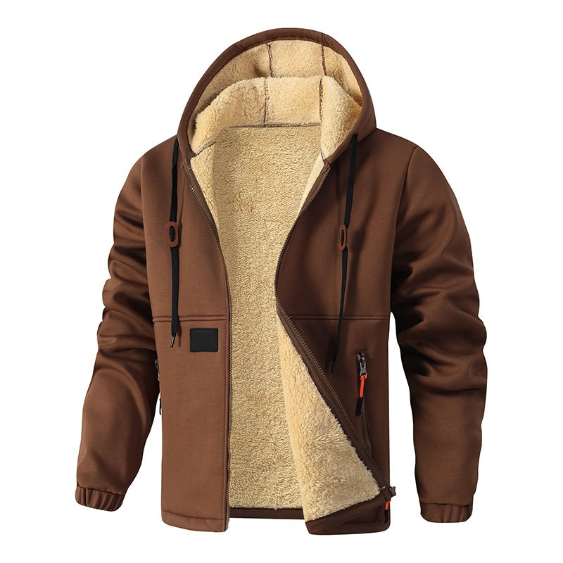 Men's Casual Thick Hooded Zip-Up Sweatshirt