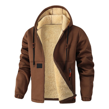 Men's Casual Thick Hooded Zip-Up Sweatshirt