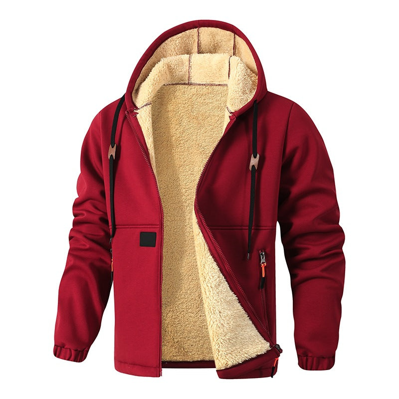 Men's Casual Thick Hooded Zip-Up Sweatshirt
