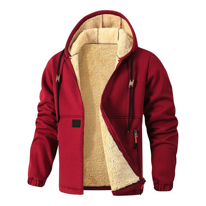 Men's Casual Thick Hooded Zip-Up Sweatshirt