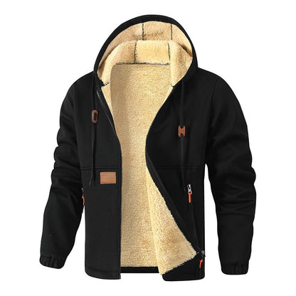Men's Casual Thick Hooded Zip-Up Sweatshirt