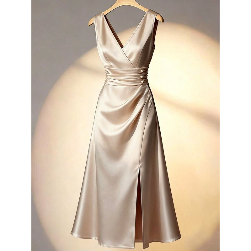 Women's V-neck Sleeveless Fitted Dress