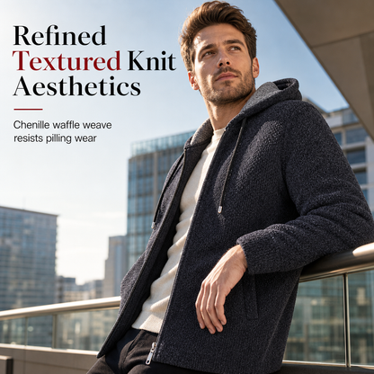 Men's Mid-Length Thickened Hooded Cardigan