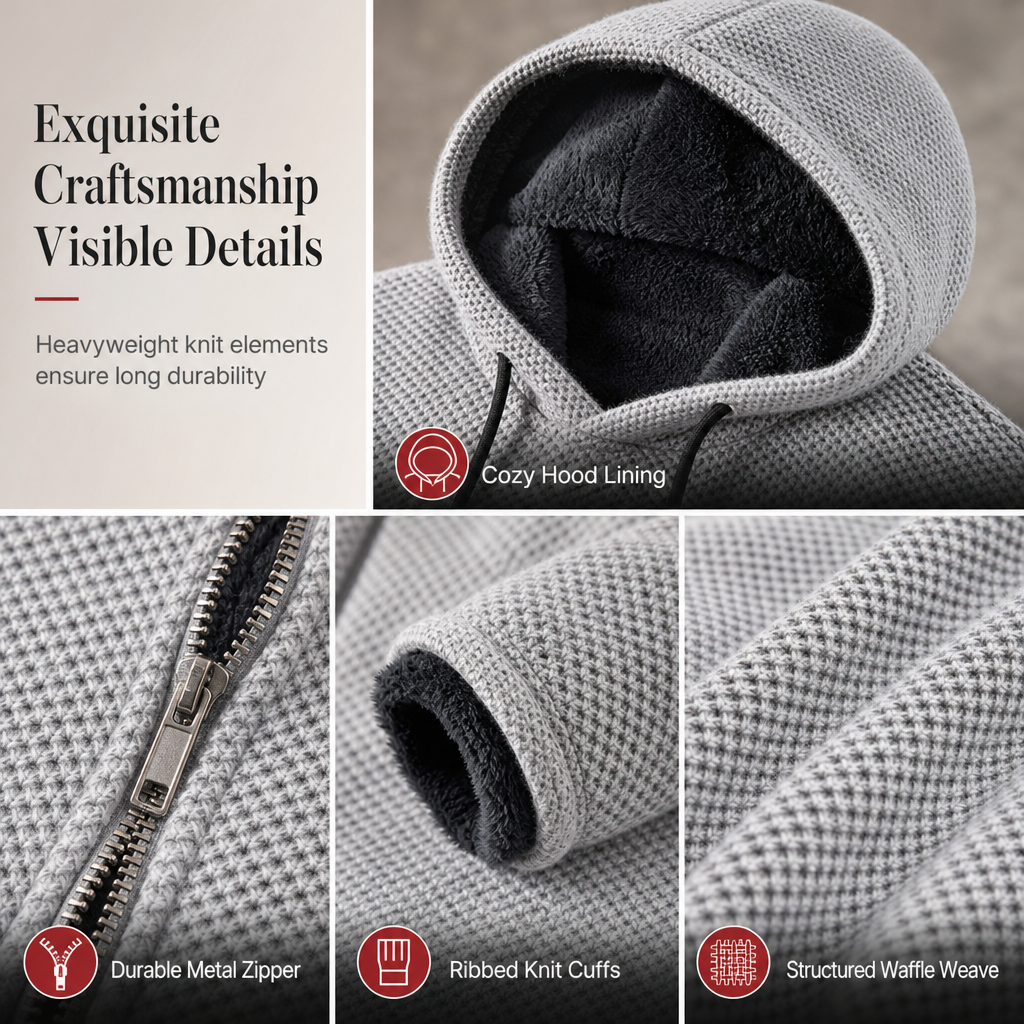 Men's Mid-Length Thickened Hooded Cardigan