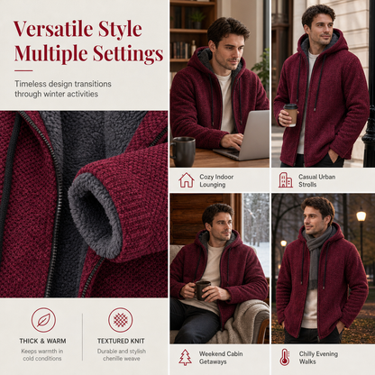 Men's Mid-Length Thickened Hooded Cardigan