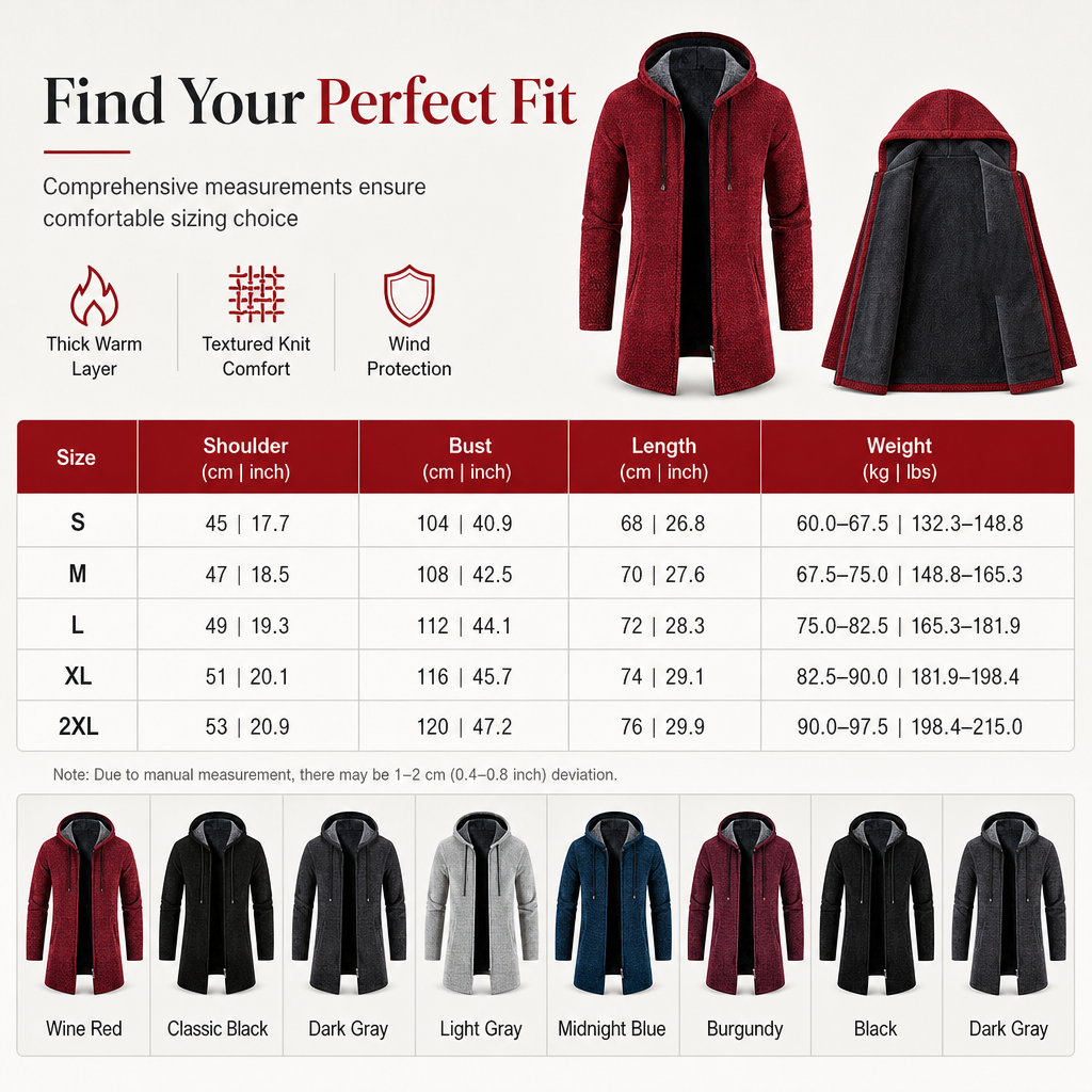 Men's Mid-Length Thickened Hooded Cardigan