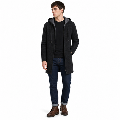 Men's Mid-Length Thickened Hooded Cardigan